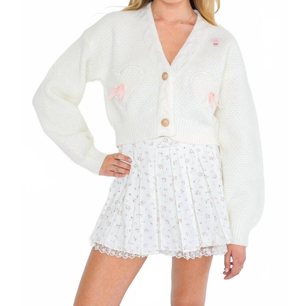 NEW KESTAN aspen long sleeve v-neck cardigan in white
